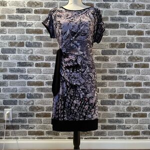 Calvin Klein Elegant Black and Purple Women's Midi Dress. Size M. Stretchy.